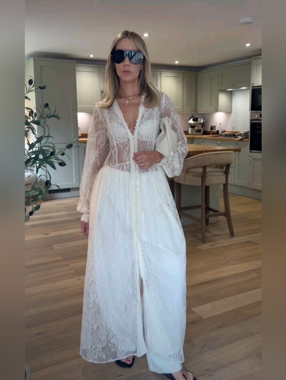 Sz S ZARA 2026 ZW Collection Ecru Cream Long Lace Dress 6895/089 Trendy Boho - Picture 5 of 6